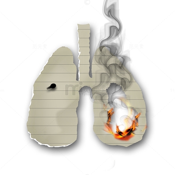 燃烧的肺型纸张创意禁烟图