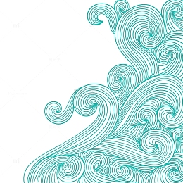 绿色中国风线条浪花边框纹理