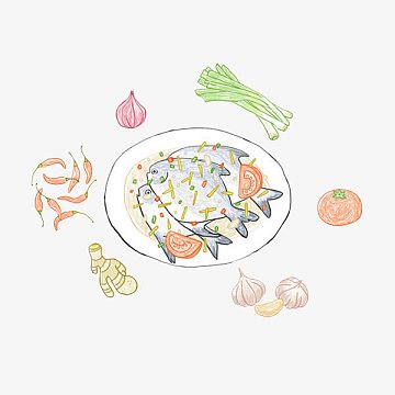 卡通手绘清蒸鱼