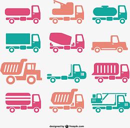 9款彩色车辆图标矢量素材,