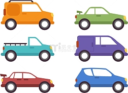 六辆扁平小汽车