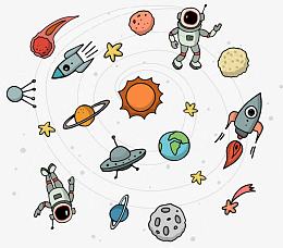 手绘宇宙太空星球宇航员