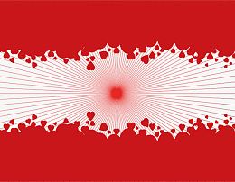 红色心边框放射状纹理