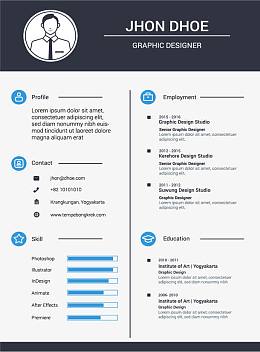 深蓝色个人简历模板