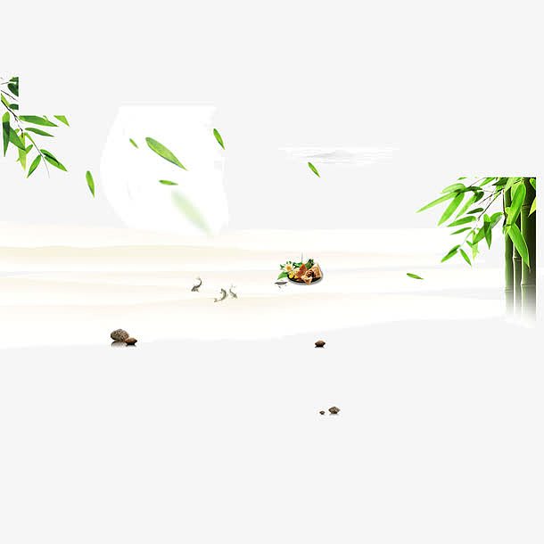 端午节 海报元素 竹子 粽子 树叶