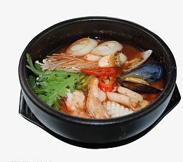 产品实物麻辣三鲜砂锅虾花蛤鱿鱼