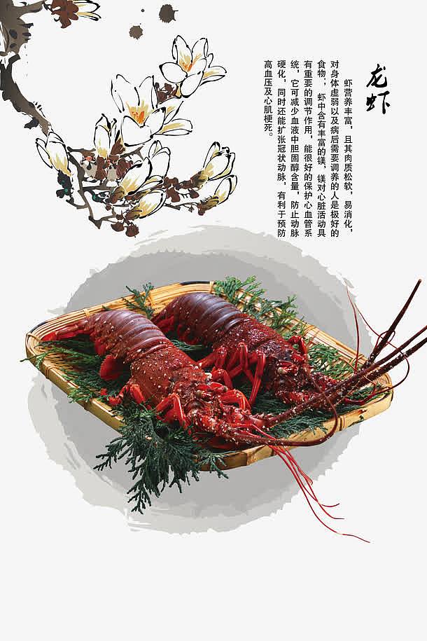 中国风大龙虾菜餐盘菜谱西餐红虾