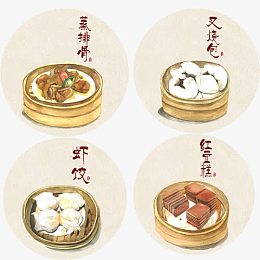 蒸笼食物手绘素材图片