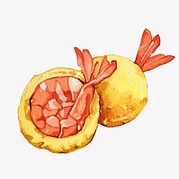 炸虾球手绘画素材图片