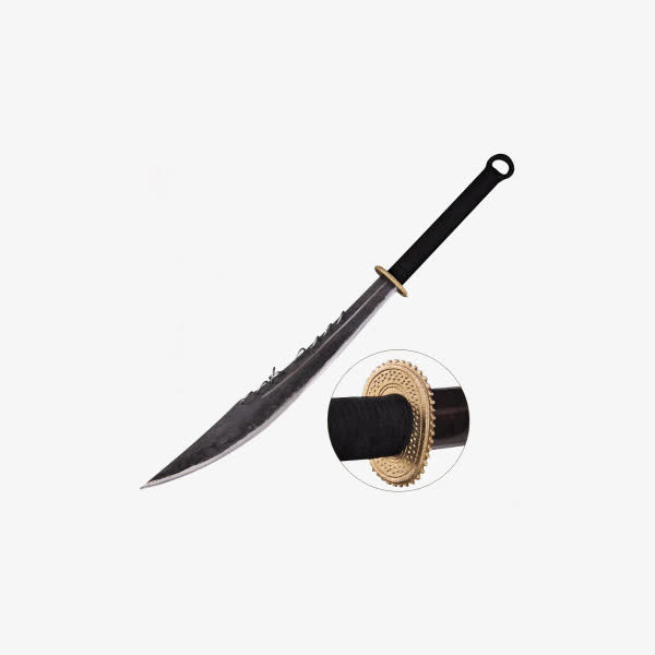 龙泉周氏刀剑黑刃八环刀