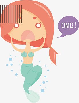 矢量惊讶的美人鱼