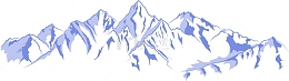 手绘蓝色雪山设计矢量素材