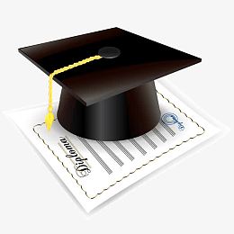 学士帽奖状装饰矢量图