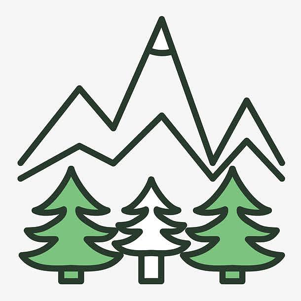 矢量雪山绿树