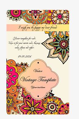 矢量彩色花朵婚礼邀请涵