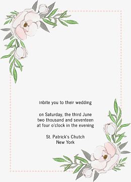 白色山茶花边框邀请卡