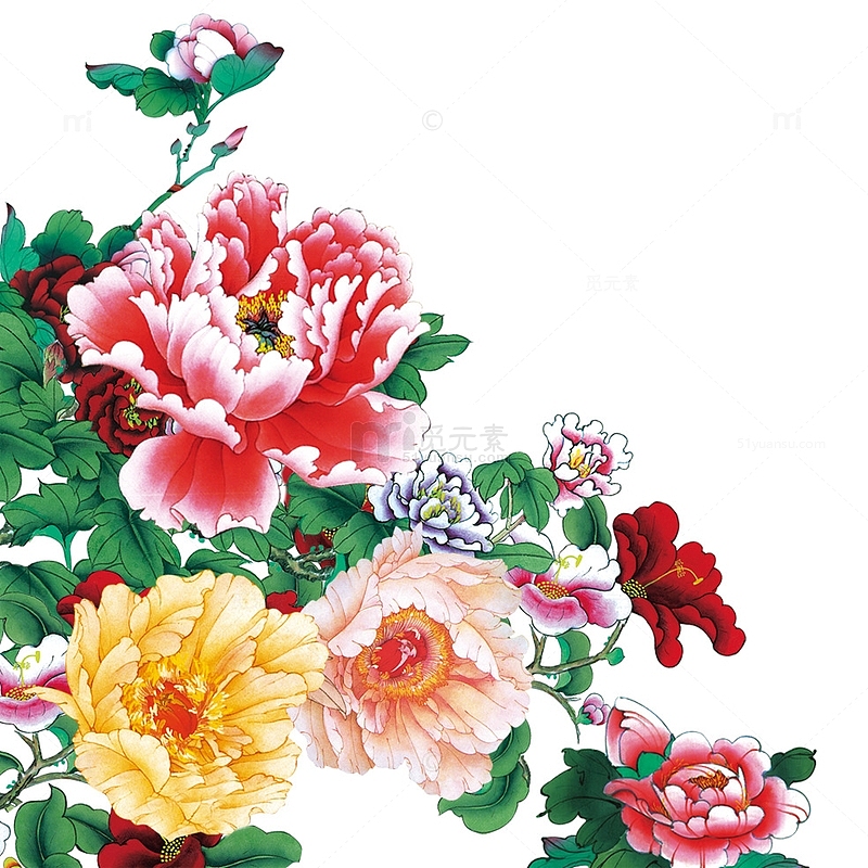 中国风牡丹花国花装饰图案