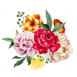 艳丽水彩花束矢量素材