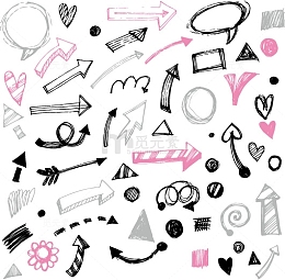 手绘涂鸦箭头心形符号