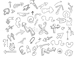 黑白手绘线稿矢量素材