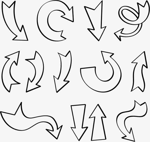 手绘箭头轮廓素材免费下载_觅元素