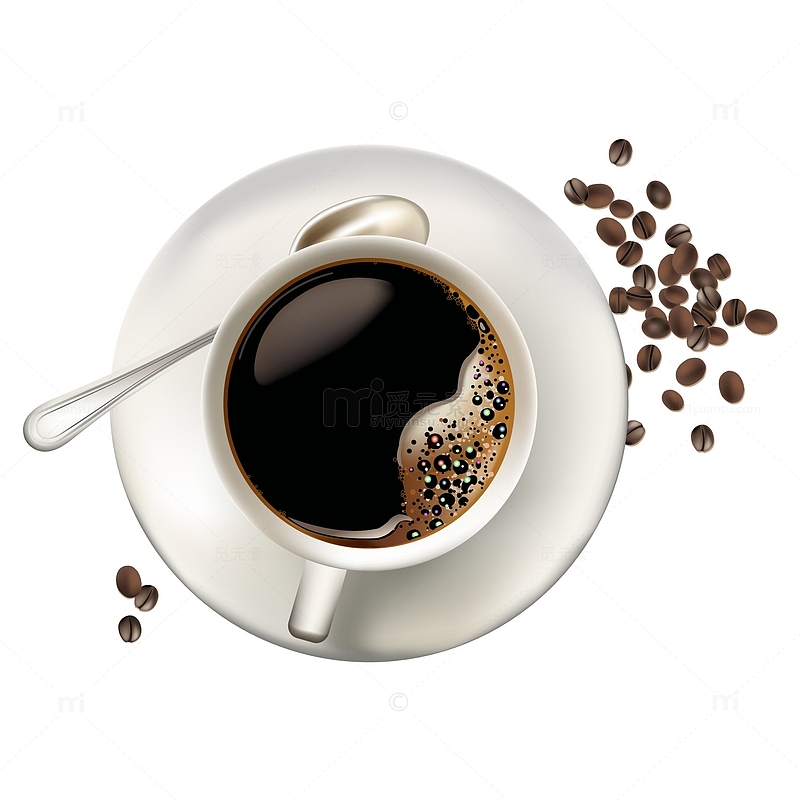 俯视的咖啡和咖啡豆