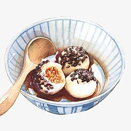 紫薯汤圆手绘画素材图片