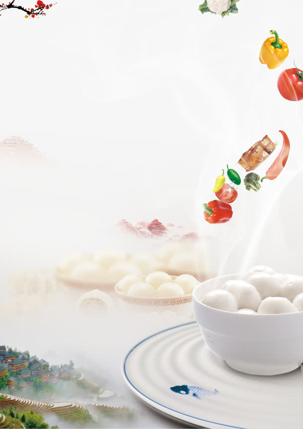 中国风元宵节汤圆素材背景