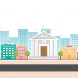 街边的商业建筑矢量素材