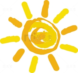 手绘卡通装饰金色太阳