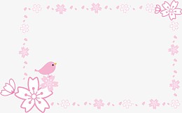 紫色卡通小鸟花朵边框