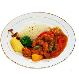 南洋咖喱鸡肉饭免抠素材