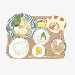 食堂饭餐手绘画素材图片