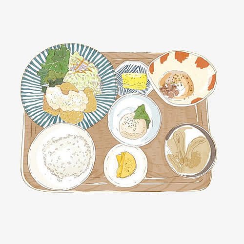 食堂饭餐手绘画素材图片