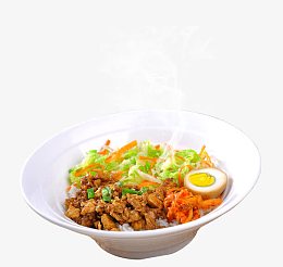 热气腾腾的肉片卤肉饭