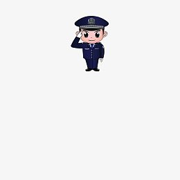 卡通人物，敬礼的男警察
