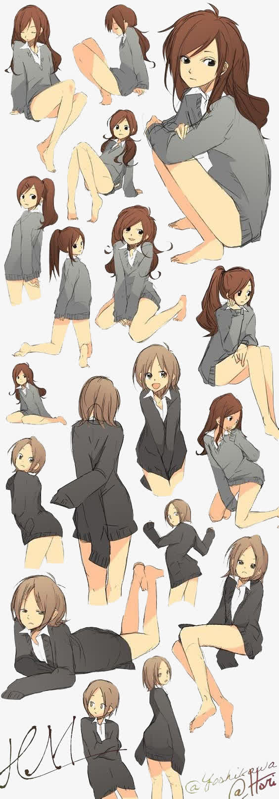 手绘都市美女素材免费下载_觅元素