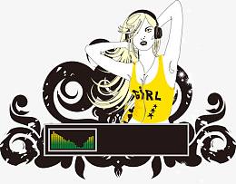 现代音乐DJ性感女性花纹