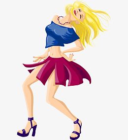 卡通手绘金发跳舞性感美女