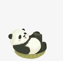 手绘稚气熊猫