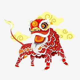 舞狮手绘效果图素材图片