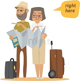 矢量男女旅游插画素材