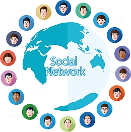 地球社交朋友圈人脉矢量图