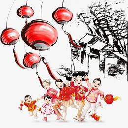 灯笼和过年的人