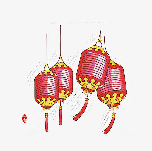手绘新年灯笼