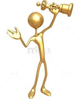 拿着奖杯的金色小人