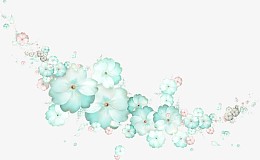 蓝色手绘漂浮效果小碎花