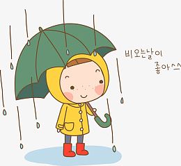 矢量雨中的小孩