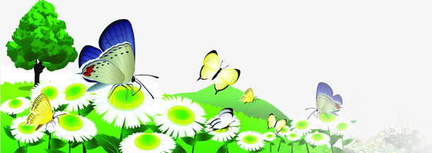 春天手绘蝴蝶花朵装饰