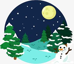 冬日雪夜背景图